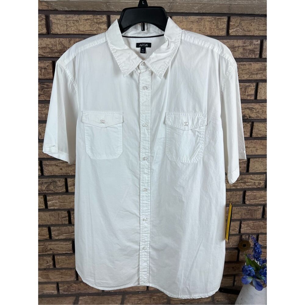 Apt.9 Shirt Men's Large White Slim Fit Premier Flex‎ Stretch Fabric Button Up XL